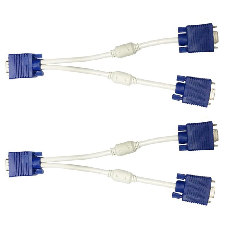 FRCOLOR 2 قطعة كابل مقسم VGA ذكر إلى أنثى مزدوجة 0.3 متر لإعداد شاشة مزدوجة - Image 1
